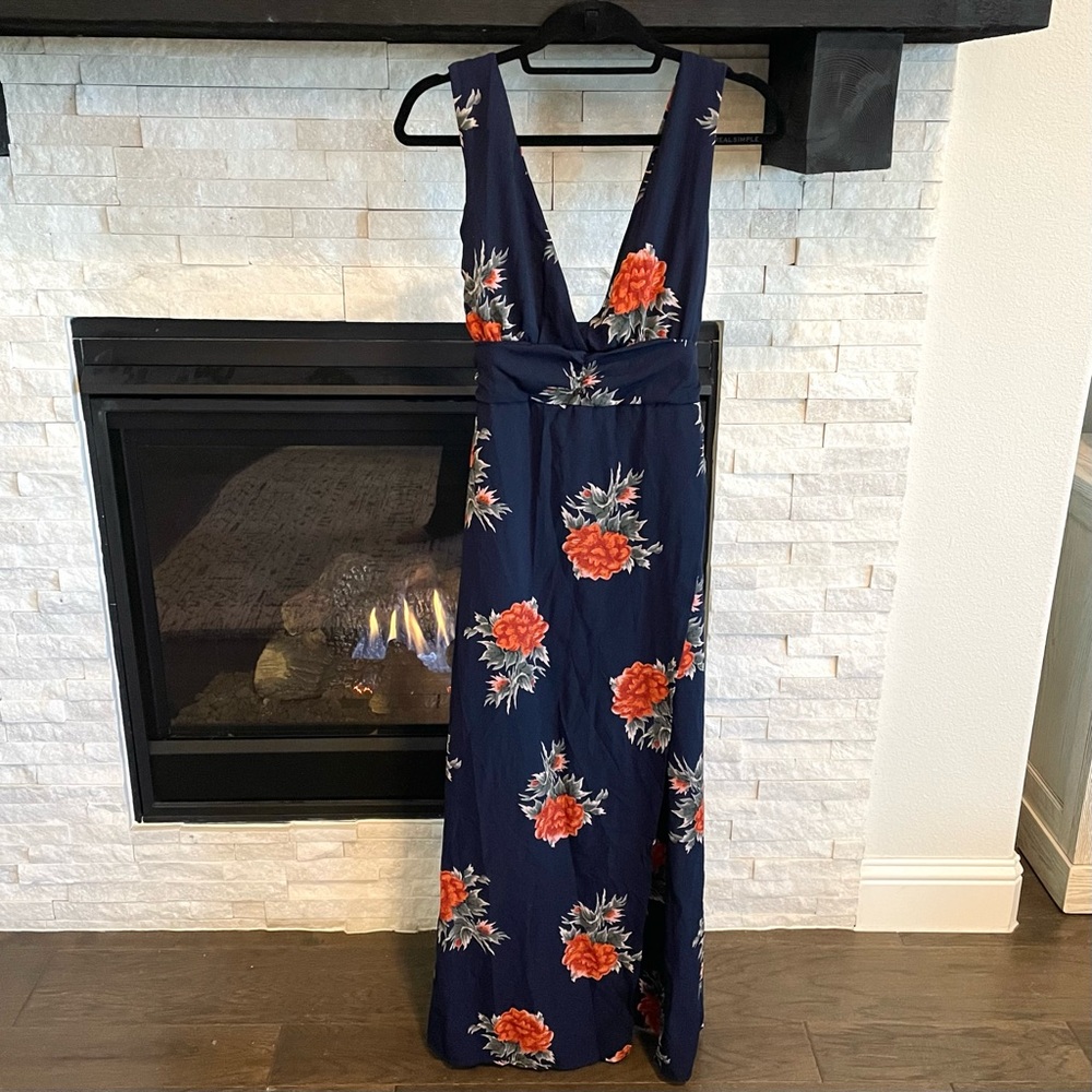 Maxi Dress - Navy and Floral